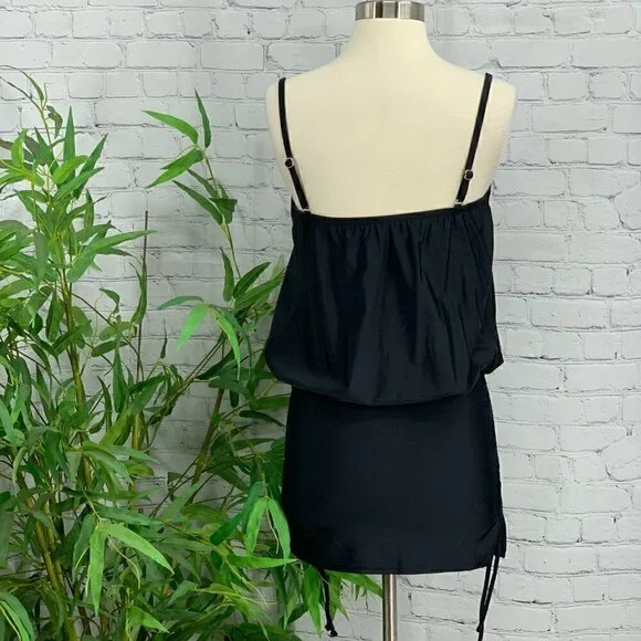 Black Swim Dress w/ Ruching at Sides - Picture 4 of 6